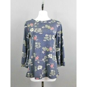 Annabelle Women's Shirt, Size S, Blue, Floral, polyester, rayon